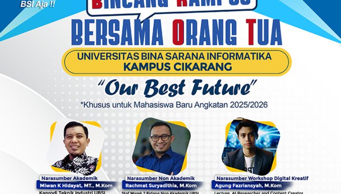 UBSI Kampus Cikarang Siap Gelar “Bincang Kampus Bersama Orang Tua” untuk Mahasiswa Baru Angkatan 2025/2026