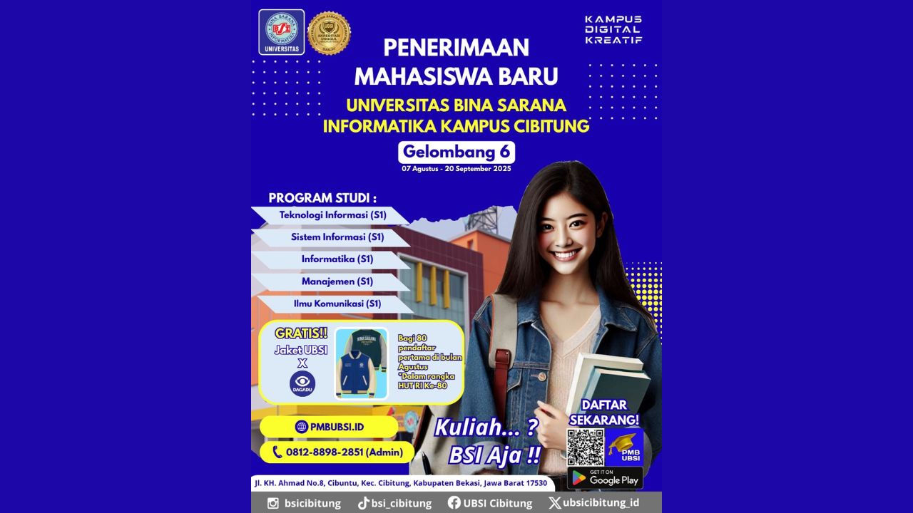 PMB Gelombang 6 UBSI Kampus Cibitung Gratis Jaket untuk 80 Pendaftar Pertama!